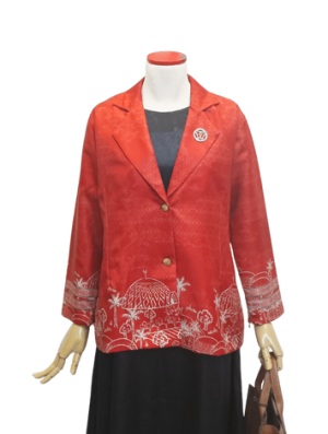 Ready-To-Wear women’s blazer kubah timah pattern – red