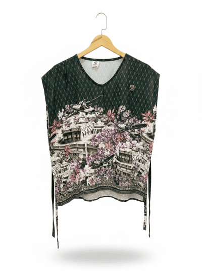 women’s tie strap vest b25 michel pattern green