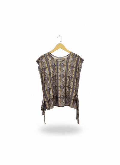 women’s tie strap vest square tile pattern