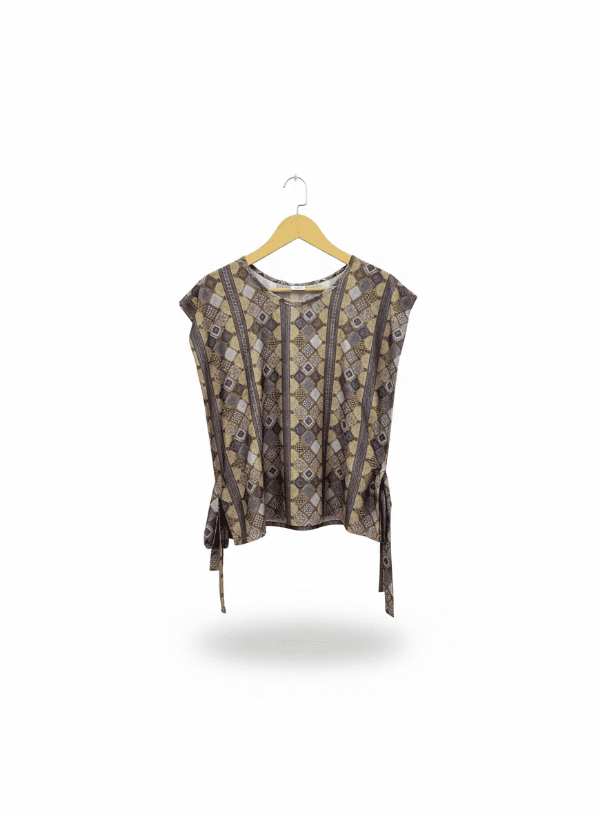 women’s tie strap vest square tile pattern women’s tie strap vest square tile pattern