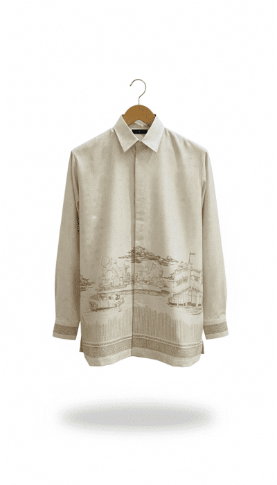 men’s shirt pahlawan pattern – beige