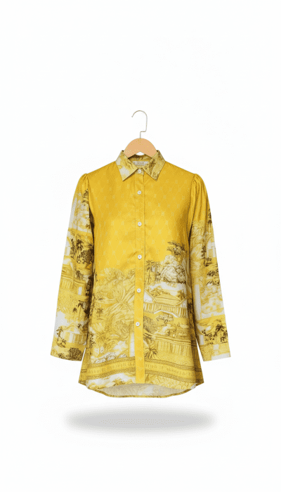 women’s shirt masterpice menumbing pattern – yellow