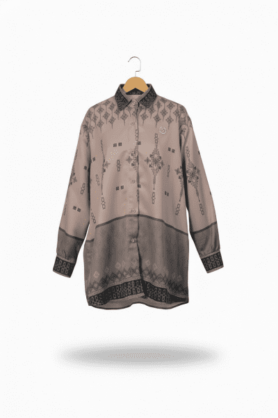 women’s shirt penjaga sang saka pattern – brown