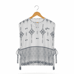 women’s tie strap vest penjaga sang saka pattern white mix navy