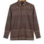 men’s shirt penjaga sang saka pattern – dark brown, long sleeve