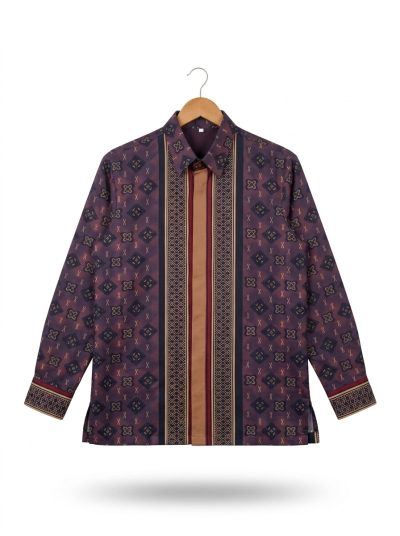 men’s shirt api pattern – deep purple, long sleeve