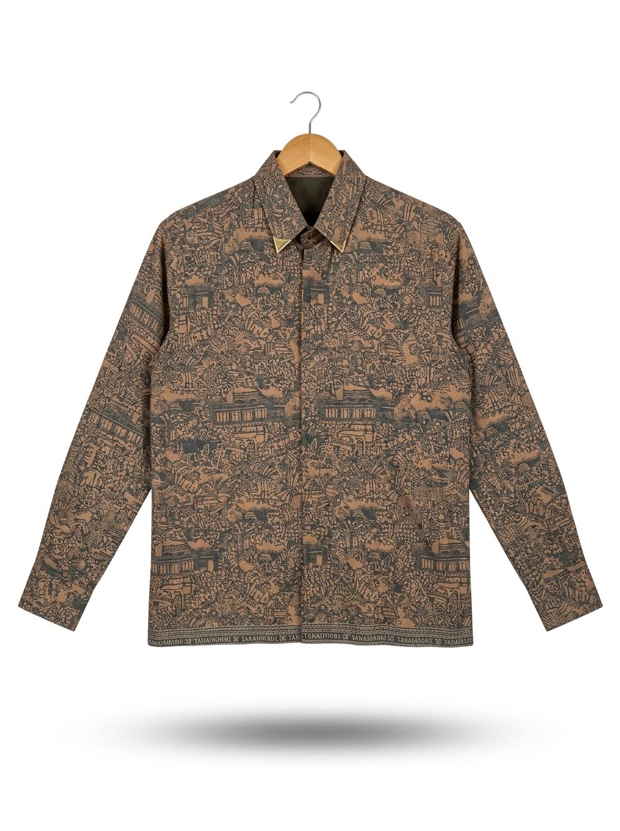 men’s shirt masterpice menumbing pattern – brown, long sleeve men’s shirt masterpice menumbing pattern – brown, long sleeve