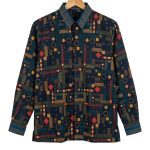 men’s shirt memoar pattern – black, long sleeve