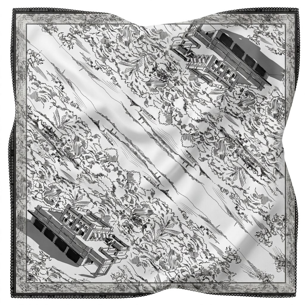 bergh hotel pattern scarf – cream bergh hotel pattern scarf – cream