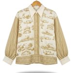 women’s shirt jejak swatantra strip pattern – butter yellow (salin)