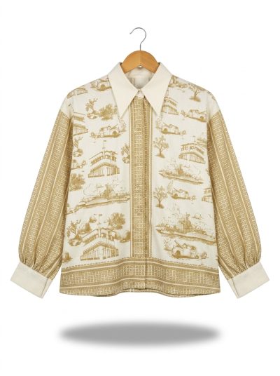 women’s shirt jejak swatantra strip pattern – butter yellow (salin)