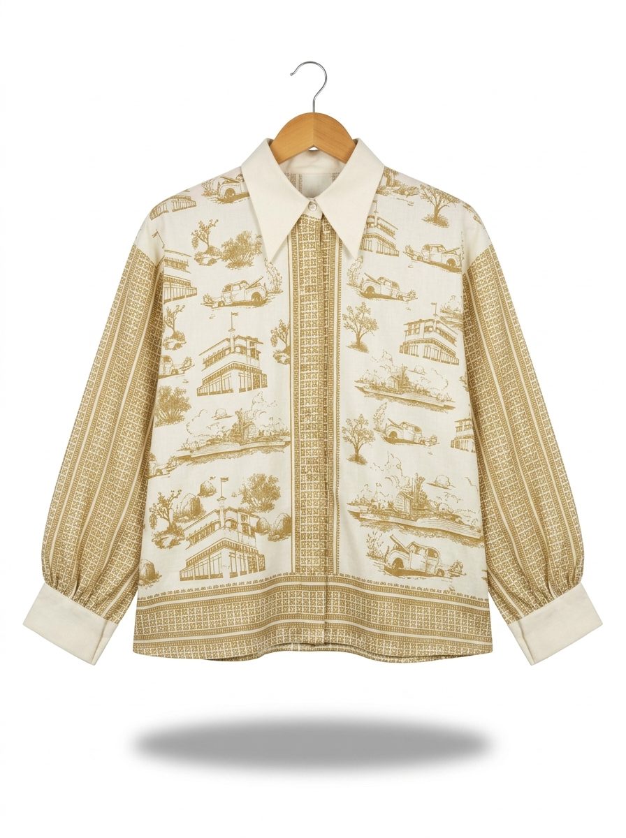 women’s shirt jejak swatantra strip pattern – butter yellow (salin) women’s shirt jejak swatantra strip pattern – butter yellow (salin)