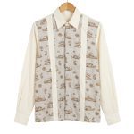 men’s shirt jejak swatantra pattern – butter yellow, long sleeve