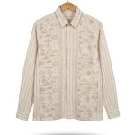 men’s shirt jejak swatantra strip pattern – butter yellow, long sleeve
