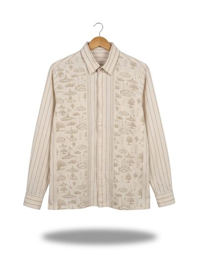 men’s shirt jejak swatantra strip pattern – butter yellow, long sleeve
