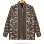 men’s shirt jejak swatantra pattern – navy, long sleeve (salin)