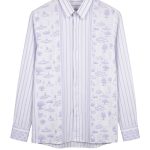 men’s shirt jejak swatantra pattern – navy, long sleeve (salin)
