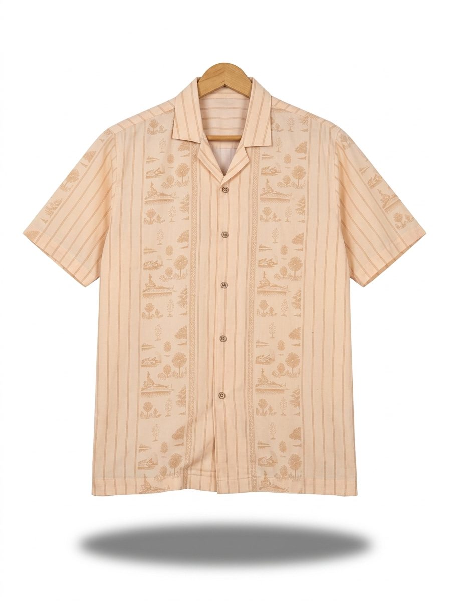 men’s shirt jejak swatantra pattern – navy list orange, short sleeve men’s shirt jejak swatantra pattern – navy list orange, short sleeve