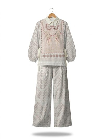 one set vest tali srikandi mekar pattern – pink (salin)