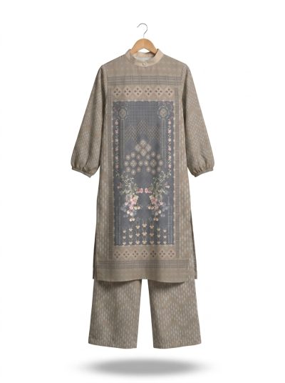 one set vest tali srikandi mekar pattern – grey (salin)