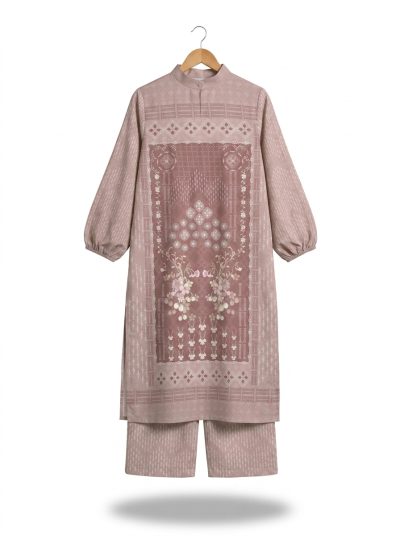 one set tunik srikandi mekar pattern – pink