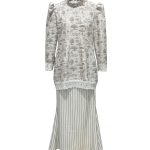 one set kurung jejak swatantra pattern – teal yellow