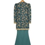 one set kurung jejak swatantra pattern – teal yellow