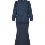 one set kurung jejak swatantra pattern – teal yellow