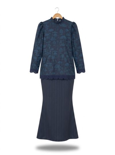 one set kurung jejak swatantra pattern – teal yellow
