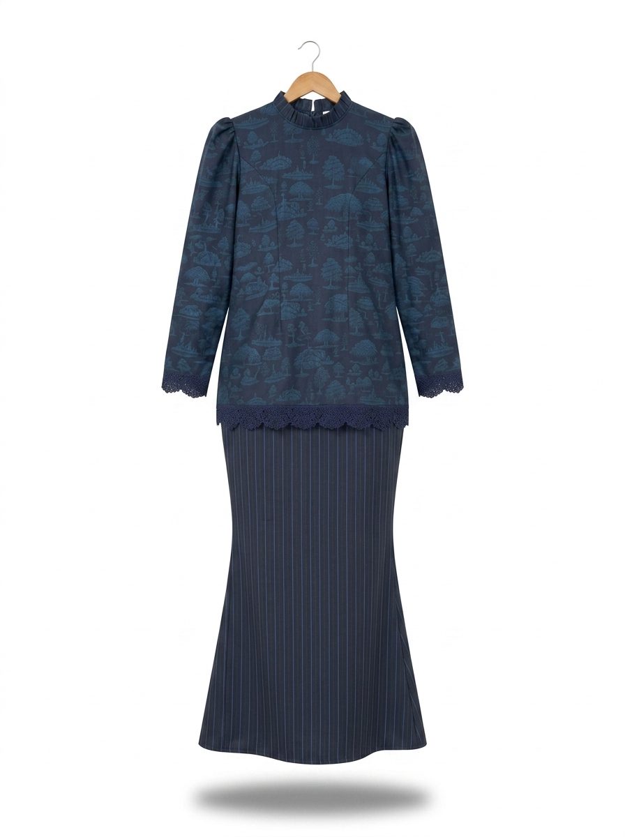 one set kurung jejak swatantra pattern – teal yellow one set kurung jejak swatantra pattern – teal yellow