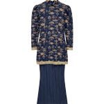 one set kurung jejak swatantra pattern – teal yellow