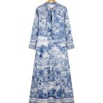 women’s dress republiken pattern – navy (salin)