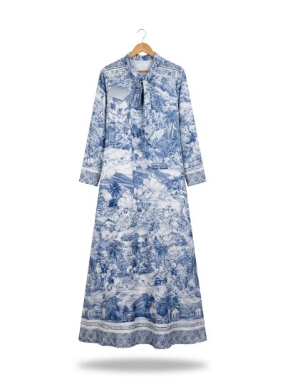 women’s dress republiken pattern – navy (salin)