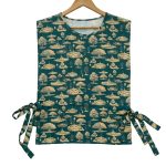 women’s tie strap vest jejak swatantra pattern – teal yellow