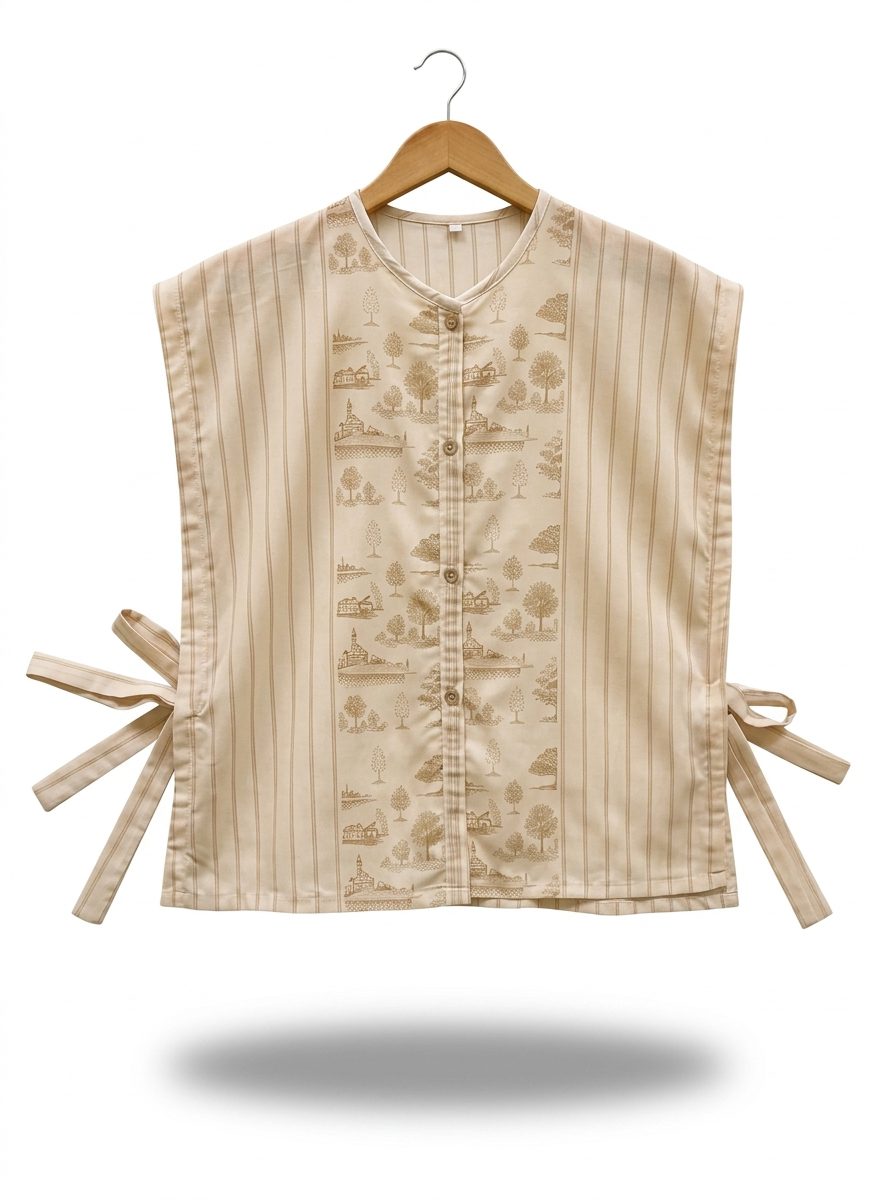 women’s tie strap vest masterpice pangkalpinang pattern – cream women’s tie strap vest masterpice pangkalpinang pattern – cream