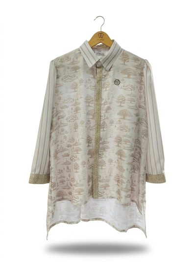 women’s blouse sumpah pemuda pattern – cream